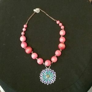 Lucky Brand beaded necklace w/flower pendant